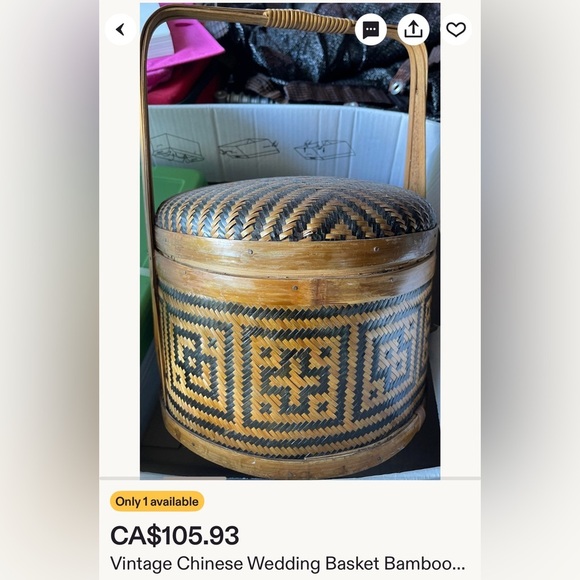Vtg Chinese Wedding /Betrothal Lidded Basket - Picture 8 of 10